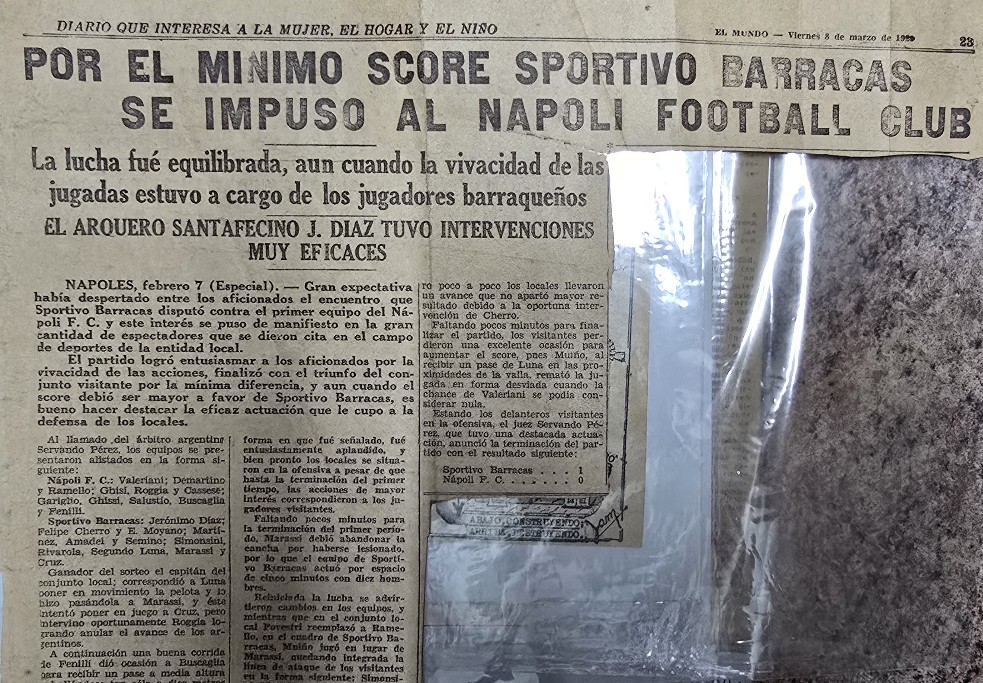 Por el mínimo score Sportivo Barracas se impuso al Napoli Football Club - Gira internacional de Sportivo Barracas